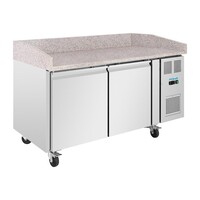U-Serie 2-türiger Vorbereitungskühlschrank 290 l Edelstahl Granit-Arbeitsplatte