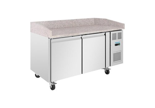  Polar U-Serie 2 Deurs Voorbereidingskoelkast 290L RVS Granieten Werkblad 