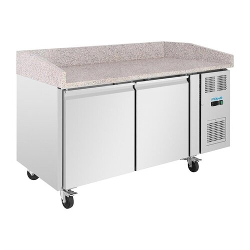  Polar U-Series 2-Door Prep Refrigerator 290L Stainless Steel Granite Worktop 
