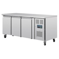 U-Serie 3-türiger Vorbereitungskühlschrank 634 l, Edelstahl-Arbeitsplatte
