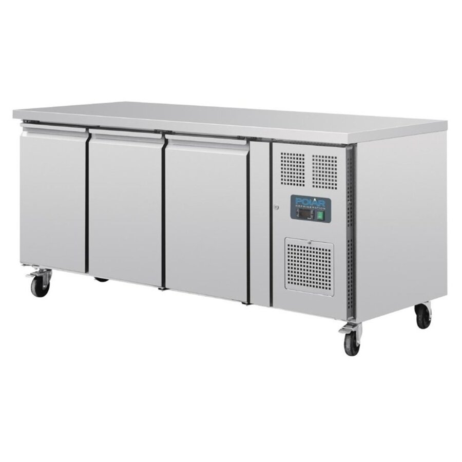 U-Serie 3-türiger Vorbereitungskühlschrank 634 l, Edelstahl-Arbeitsplatte