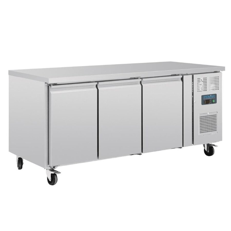 U-Serie 3-türiger Vorbereitungskühlschrank 634 l, Edelstahl-Arbeitsplatte