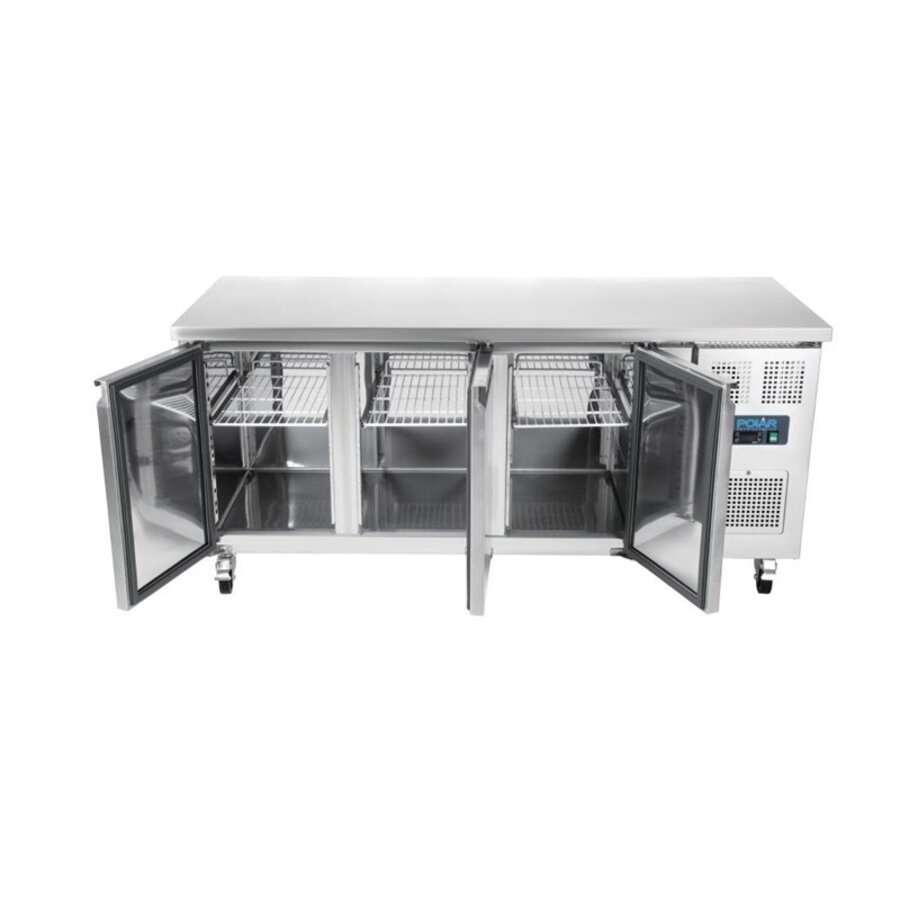 U-Series 3-Door Refrigerated Workbench 417L Stainless Steel 1795mm With Upstand