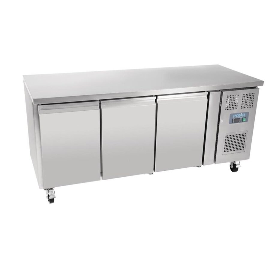 U-Series 3-Door Refrigerated Workbench 417L Stainless Steel 1795mm With Upstand