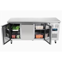 U-Series 3-Door Refrigerated Workbench 417L Stainless Steel 1795mm With Upstand