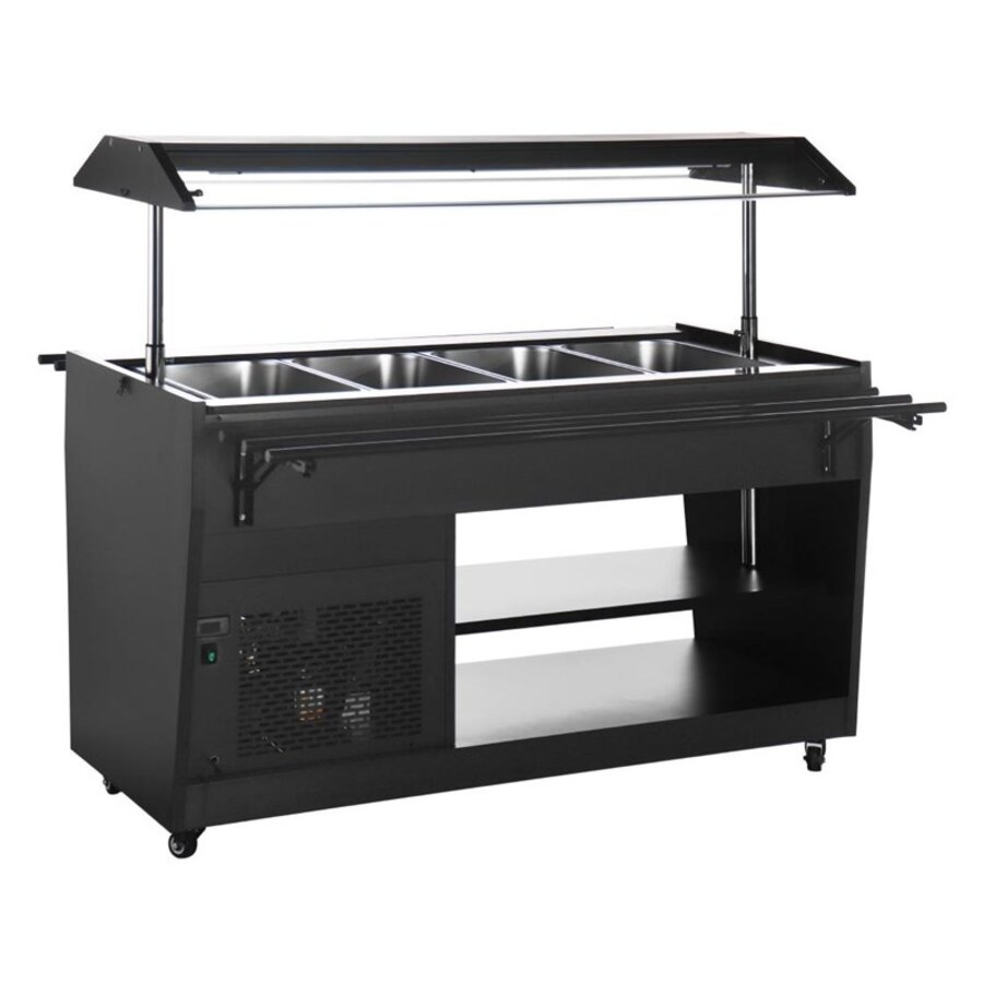 Vitrine réfrigérée pour buffet série G, noire, 4 bacs GN1/1, 1 058 mm