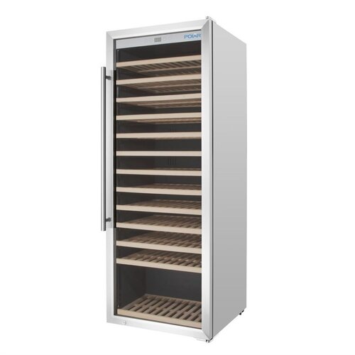  Polar Weinkühlschrank GM888 – 118 Flaschen – 330 Liter – +5 °C bis +20 °C – Edelstahl – 595 x 621 x 1575 mm 