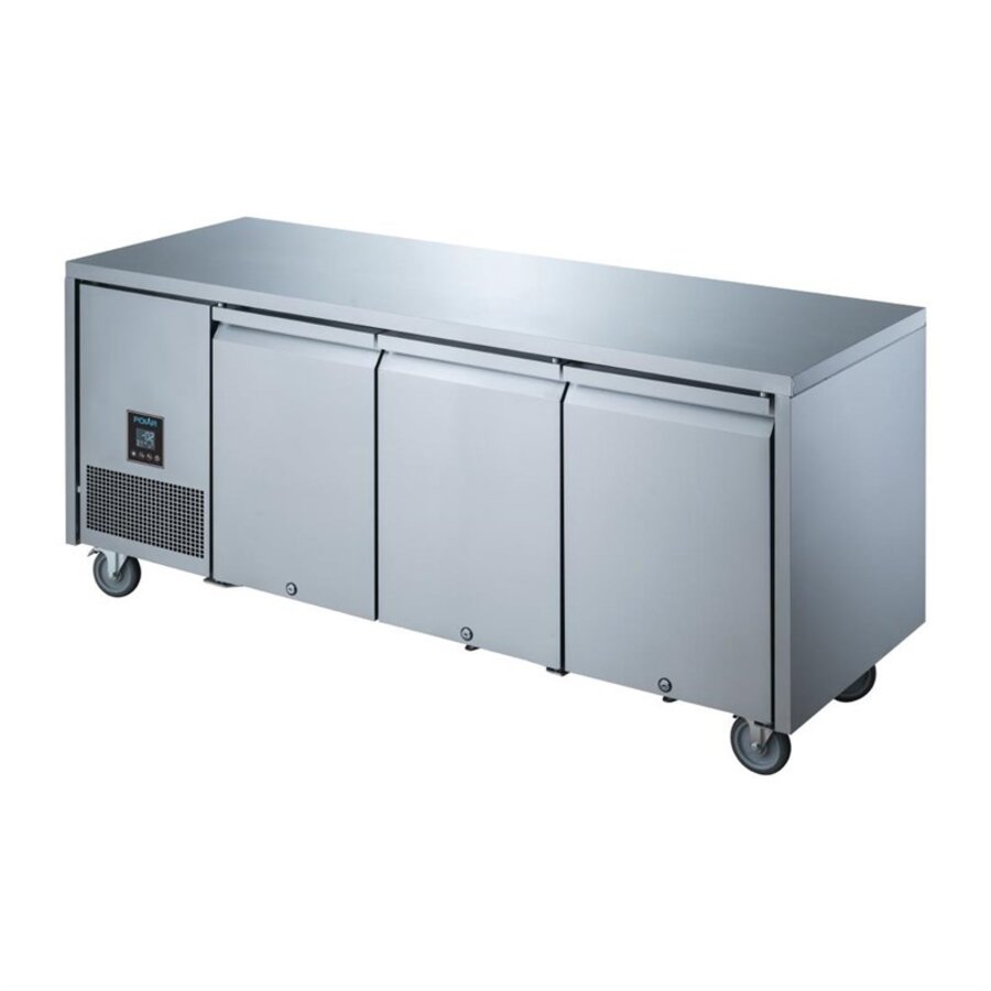 Three-door refrigerated workbench 420 L | 85(h) x 188.5(w) x 66(d)cm | -2°C to +4°C