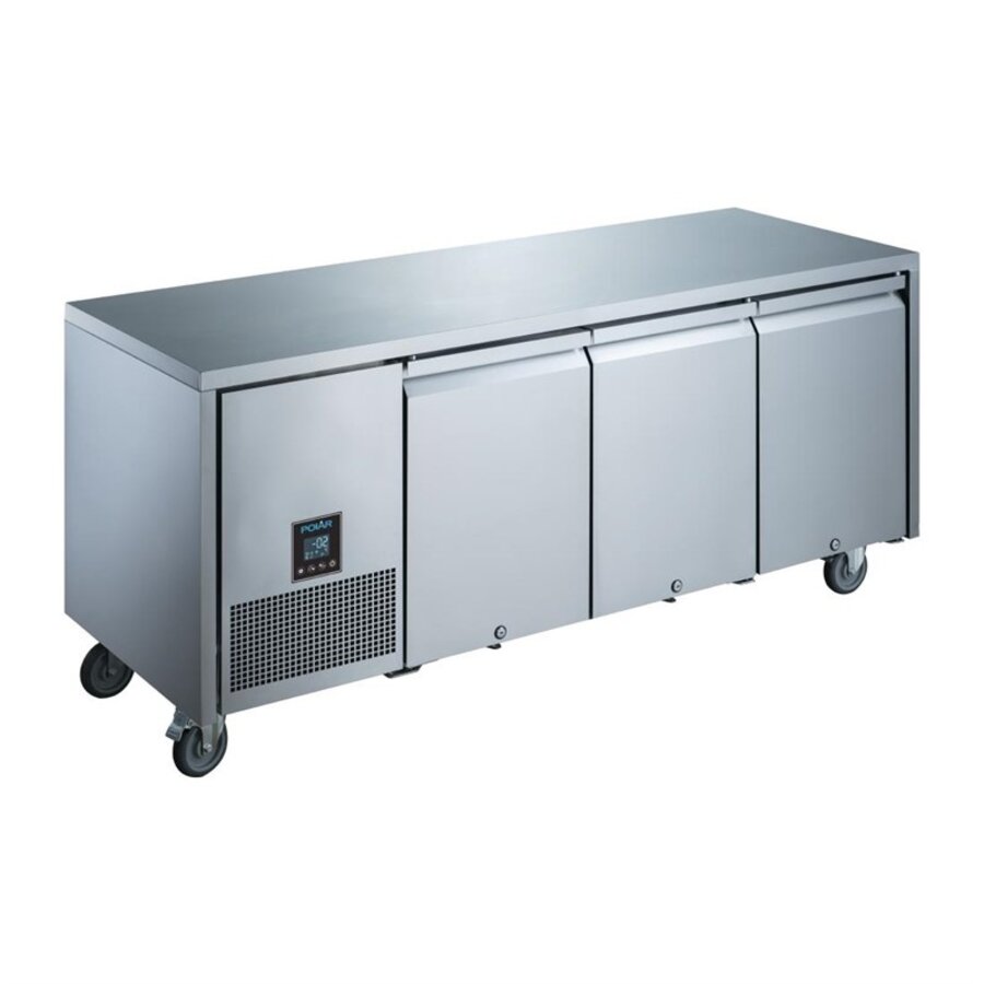 Dreitürige Kühlwerkbank 420 L | 85(h) x 188,5(b) x 66(t)cm | -2°C bis +4°C