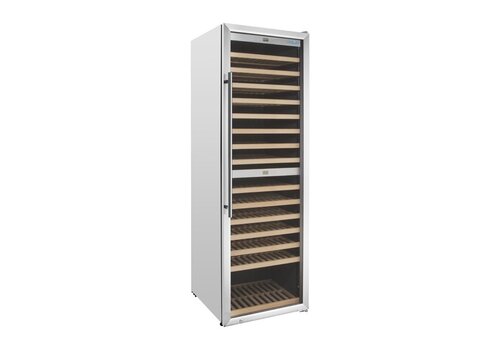  HorecaTraders Weinkühler mit zwei Zonen, 450 l | +5 °C bis +20 °C | Edelstahl | 172 Flaschen 