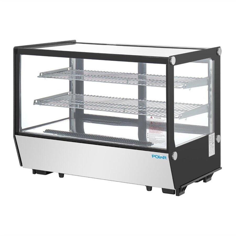 Réfrigérateur vitrine 160 L | Inox | 0–12 °C | 88 x 56,8 x 68,6 cm | LED