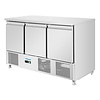 HorecaTraders Polar U-Series 3-Door Saladette Refrigerated Counter 400L Stainless Steel – Catering Prep Refrigerator with GN Compatibility and Ventilation Cooling