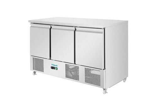  HorecaTraders Réfrigérateur à saladettes 400 L | Plan de travail en inox | 2–8 °C | 137 x 70 x 87 cm 