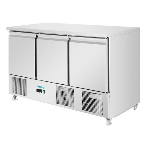  HorecaTraders Saladette Kühlschrank 400 L | Edelstahl-Arbeitsplatte | 2–8 °C | 137x70x87 cm 