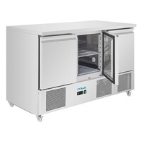 Polar U-Series 3-Door Saladette Refrigerated Counter 400L Stainless Steel – Catering Prep Refrigerator with GN Compatibility and Ventilation Cooling