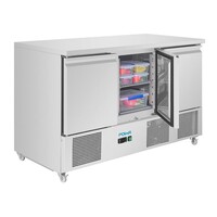 Polar U-Series 3-Door Saladette Refrigerated Counter 400L Stainless Steel – Catering Prep Refrigerator with GN Compatibility and Ventilation Cooling