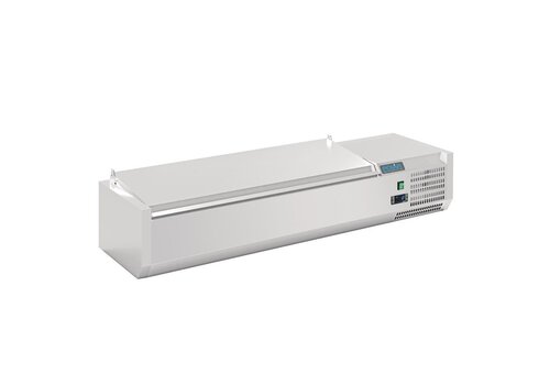  HorecaTraders Auftisch-Vorbereitungskühlschrank 5x GN 1/4 | Edelstahl | 2–8 °C | 27x120x34 cm 