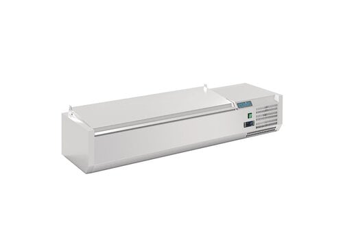  HorecaTraders Countertop prep refrigerator 5x GN 1/4 | Stainless steel | 2–8 °C | 27x120x34 cm 