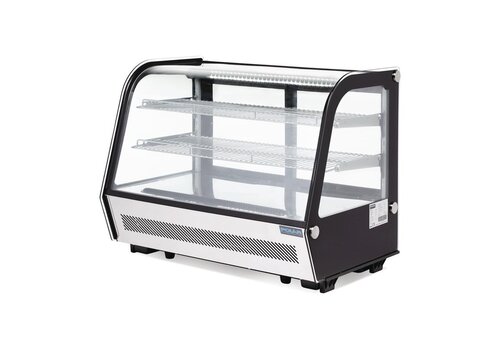  HorecaTraders Lebensmittelkühlvitrine 160 L | Edelstahl | 2–10 °C | 850 x 500 mm | A-Label 