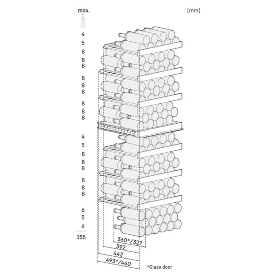 Wijnklimaatkast | Zwart | 2 Zones | 597x675x1854(h)mm