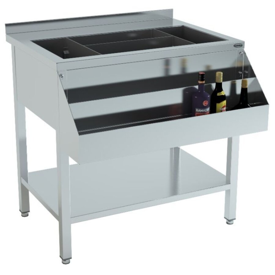 Cocktail Bar Station 900 | RVS | 54,5kg | 90x74x90cm