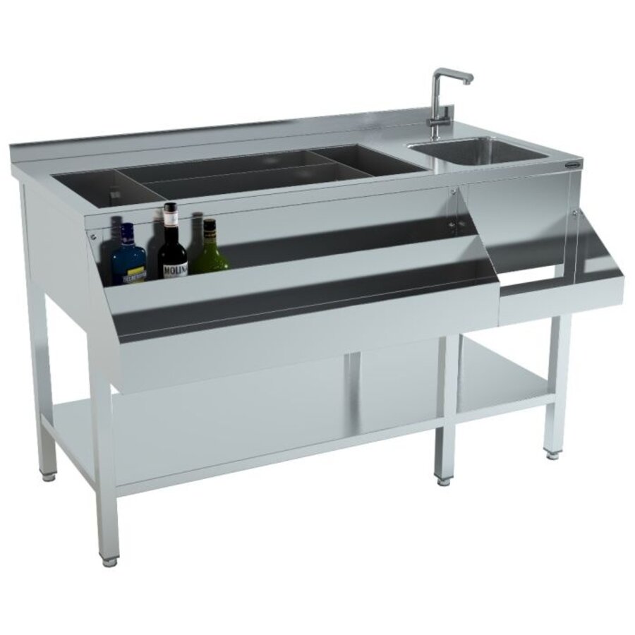 Cocktailbar-Station 1400 | Edelstahl | 71,8 kg | 140 x 74 x 90 cm