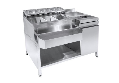  HorecaTraders Cocktail Bar Station | 80kg | Glazenspoeler | Speedrail | 134x70x87cm 