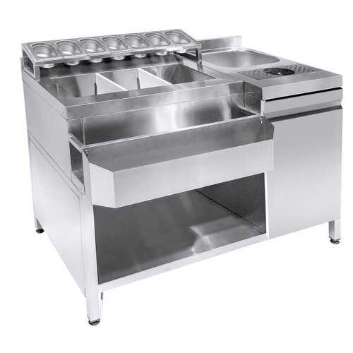  HorecaTraders Cocktail Bar Station | 80kg | Glass Washer | Speed Rail | 134x70x87cm 
