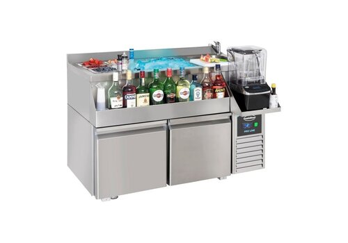  HorecaTraders Table de travail réfrigérée avec bar à cocktails | Acier inoxydable | Numérique | 120 x 76 x 100 cm 
