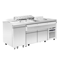 Chilled Cocktail Bar | Glass Washer | Cutting Waste Bin | Stainless Steel | 179x70x87cm