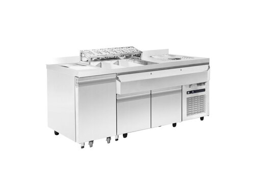  HorecaTraders Chilled Cocktail Bar | Glass Washer | Cutting Waste Bin | Stainless Steel | 179x70x87cm 