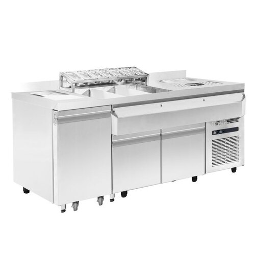  HorecaTraders Chilled Cocktail Bar | Glass Washer | Cutting Waste Bin | Stainless Steel | 179x70x87cm 