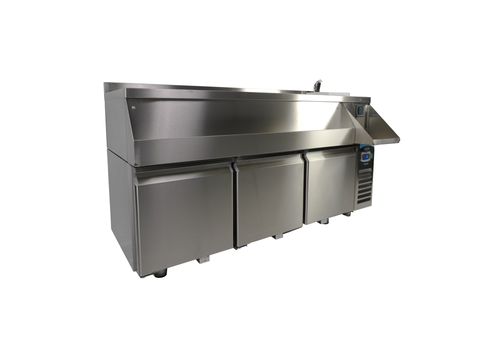  HorecaTraders Refrigerated workbench with cocktail bar station | 3 doors | stainless steel | 50hz | Digital | 160x76x100cm 