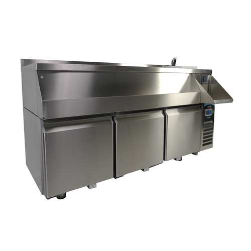  HorecaTraders Koelwerkbank met Cocktail Bar Station | 3 deurs | RVS | 50hz | Digitaal | 160x76x100cm 