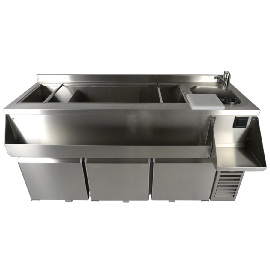 Refrigerated workbench with cocktail bar station | 3 doors | stainless steel | 50hz | Digital | 160x76x100cm