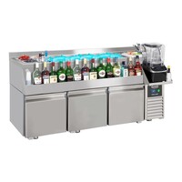 Refrigerated workbench with cocktail bar station | 3 doors | stainless steel | 50hz | Digital | 160x76x100cm