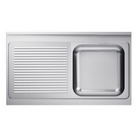 Spoeltafelblad 600 | 1 recht | Incl sifon en standpijp | RVS | 120x60x4cm
