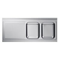 Sink table top 600 | 2 right | Incl. siphon and standpipe | Stainless steel | 200x60x4cm