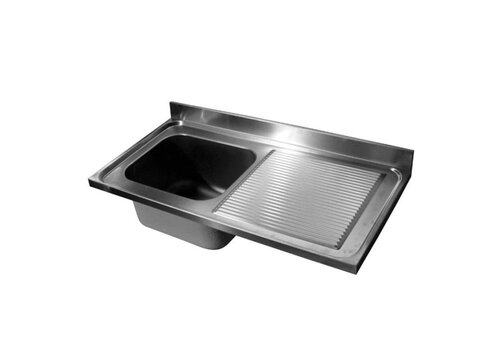  HorecaTraders Sink table top 600 | 2 left | Incl. siphon and standpipe | Stainless steel | 200x60x4cm 