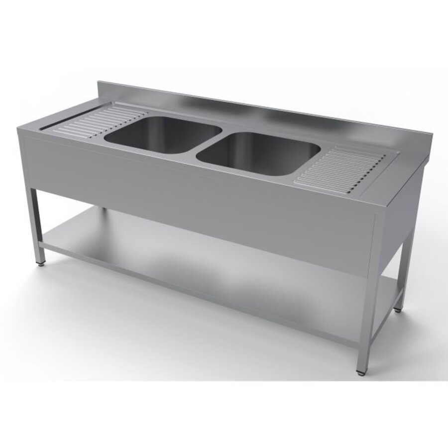 Spoeltafel 700 | Bodemschap | 2 midden | RVS | 200x70x85cm