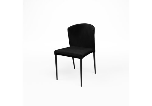 HorecaTraders Stapelstuhl | schwarzer Samt | 56×44,5×85cm | Sitzhöhe 48cm 