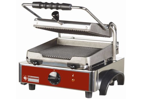  HorecaTraders Contactgrill Elektrisch met Geribbelde Platen 1800W 