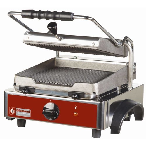  HorecaTraders Contactgrill Elektrisch met Geribbelde Platen 1800W 