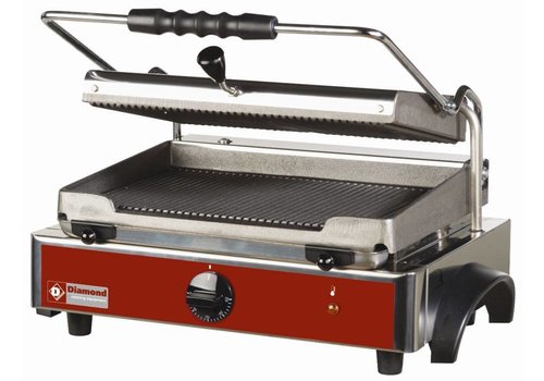  HorecaTraders Single Contact Grill Ribbed-Ribbed 