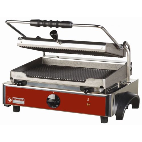  HorecaTraders Single Contact Grill Ribbed-Ribbed 