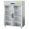 HorecaTraders Congélateur en acier inoxydable avec 2 portes vitrées 1403 litres