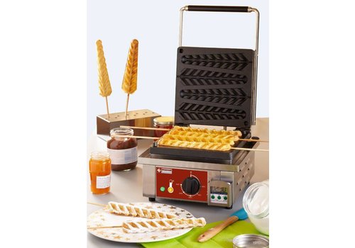  HorecaTraders Gaufrier Lolly | 305x440x(h)230mm | 4 pièces 