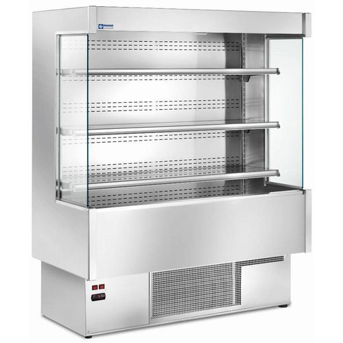  HorecaTraders Luxe Koel Inox Wandmeubilair - Staal/RVS - 3 ventilatoren - Gehard glas 