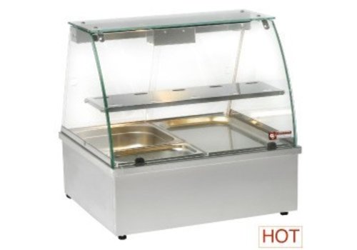  HorecaTraders Vitrine chauffante en acier inoxydable | 2 x GN 1/1 