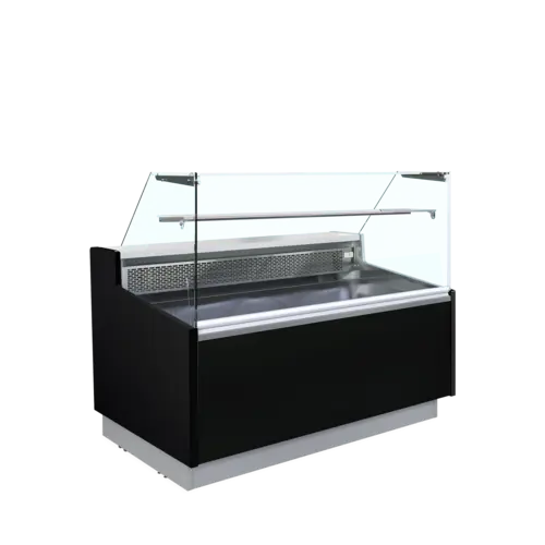 HorecaTraders Kühlvitrine | Schwarz | Beleuchtet | -1 bis +5 °C | 198 x 90,8 x 123,5 cm   HorecaTraders Kühlvitrine | Schwarz | Beleuchtet | -1 bis +5 °C | 198 x 90,8 x 123,5 cm